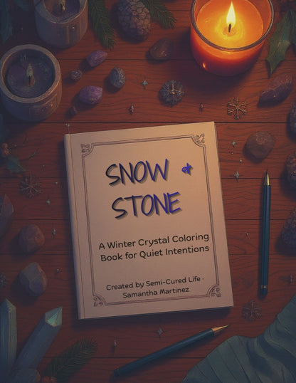 Snow & Stone – A Winter Crystal Coloring Book for Quiet Intentions